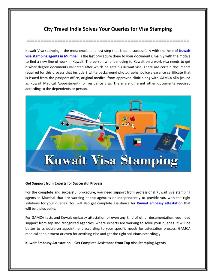 PPT - City Travel India Solves Your Queries for Visa Stamping PowerPoint Presentation - ID:11791637