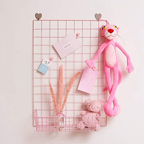 PIKIFY DIY Steel Grid Photo Frame for Wall, Clip Holder Photo Frame,Multi Functional Creative Mesh Wall Grid [85 * 55cm-PINK] [MADE IN INDIA] - PIKIFY