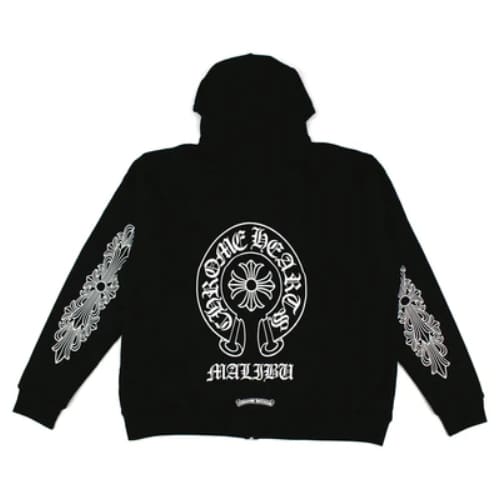 chrome hearts malibu cross logo thermal zip hoodie