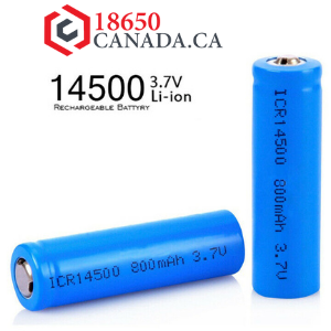 AA 14500 High Capacity 800mAh 3.7V Li-Ion Rechargeable Battery Button Top (2 Pack) - 18650 Canada