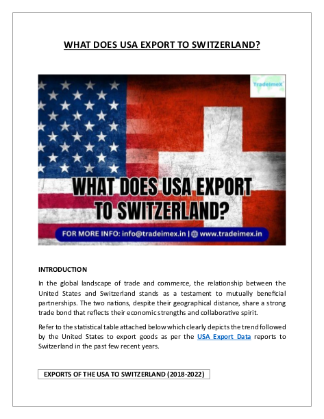 WHAT DOES USA EXPORT TO SWITZERLAND