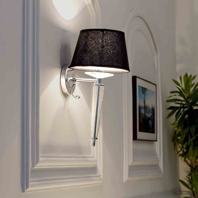 Aberdeenshire Glass And Shiny Brass Wall Light With Black Cotton Shade Profile Picture