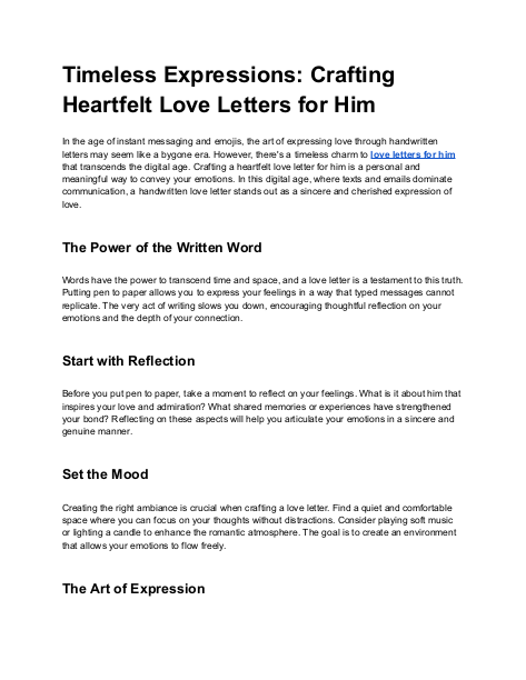 love letters for him