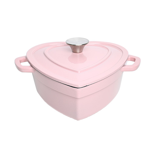 Pink Heart-shaped Enamel Cast Iron Casserole - Raylon