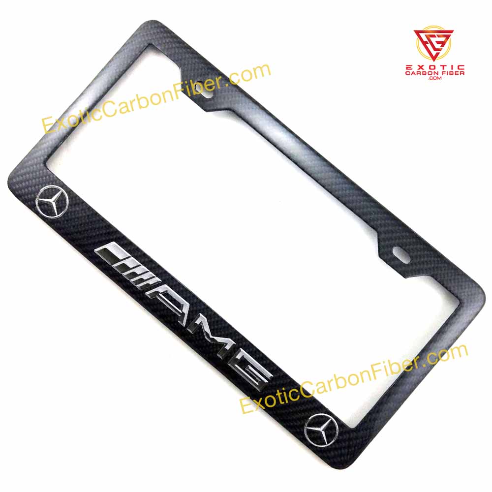 Mercedes AMG License Frame Logo and Stars - Exotic Carbon Fiber