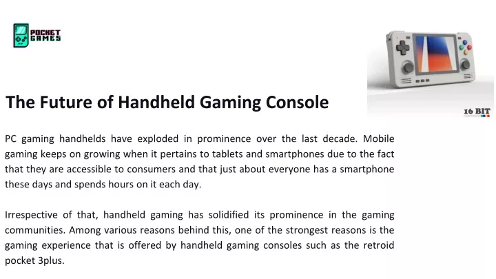 PPT - The Future of Handheld Gaming Console PowerPoint Presentation, free download - ID:13515873