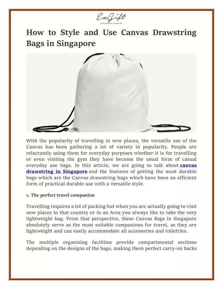 PPT - How to Style and Use Canvas Drawstring Bags in Singapore PowerPoint Presentation - ID:13632513